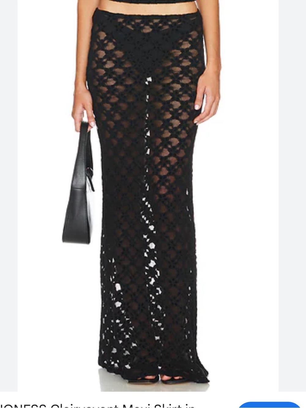 Lioness Clairvoyant Maxi Skirt Onyx Black Lace stretch Revolve L